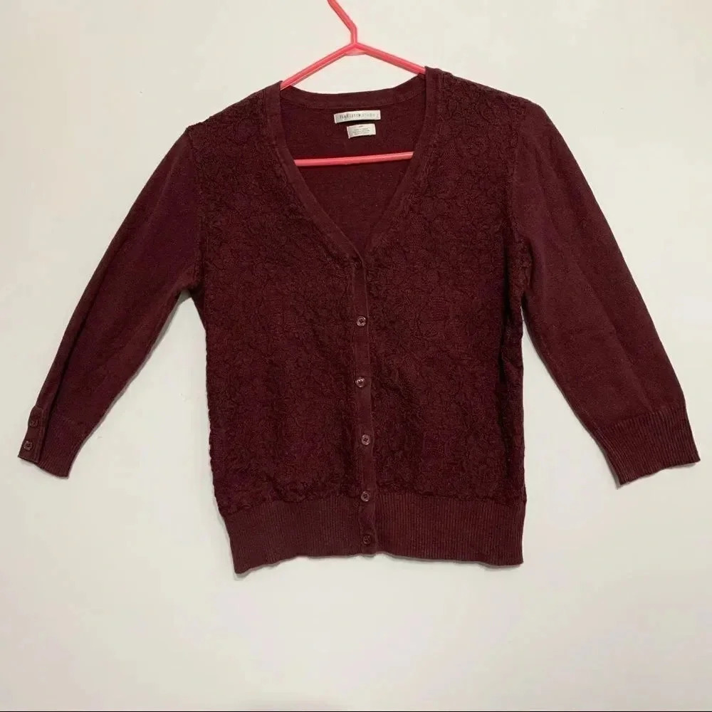 Van heusen Studio burgundy cardigan sweater Sz S